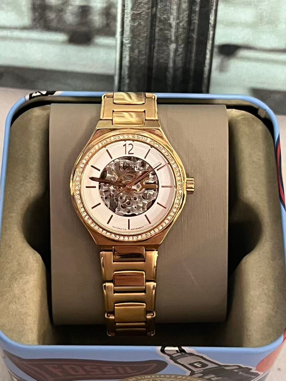 Fossil BQ3781 Eevie Automatic Skeleton Rose Gold Stainless Steel Ladies Watch